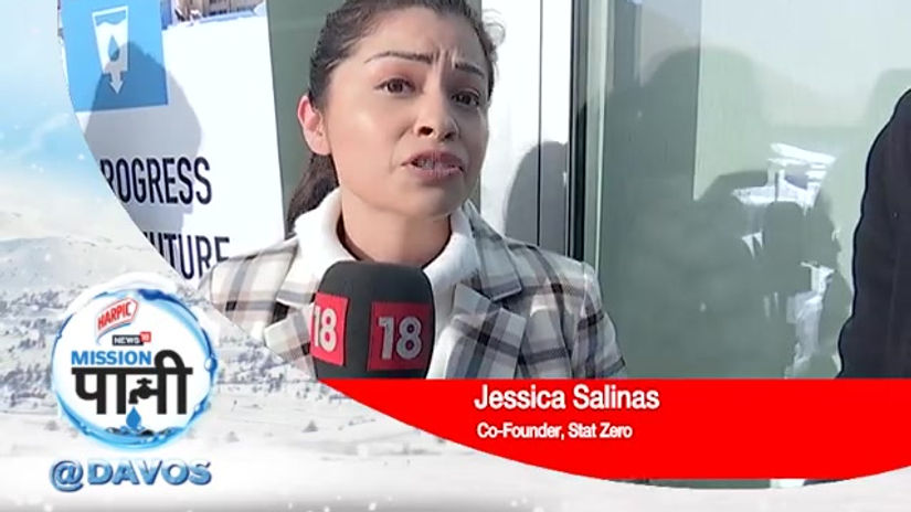 Jessica Salinas speaking at Davos side event with India